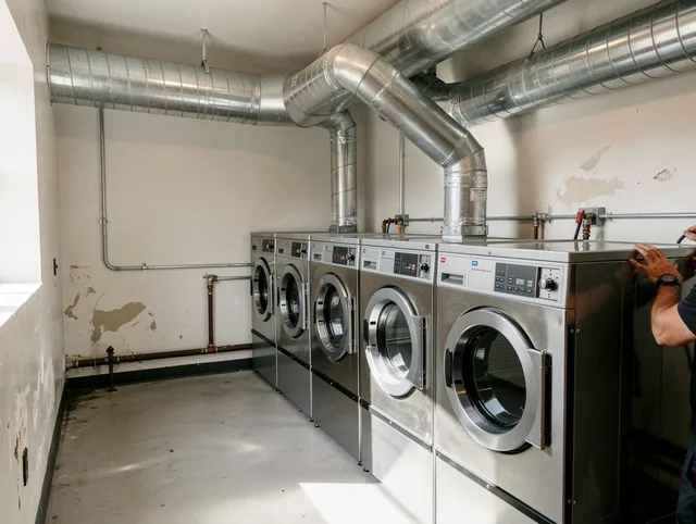 Port Charlotte Dryer Vent Cleaning team performing large-scale commercial dryer vent cleaning in Port Charlotte